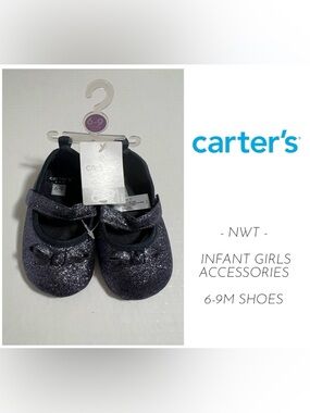 🆕CARTER’S - 6/9M - NWT - INFANT GIRLS NAVY BLUE SPARKLE SHOES